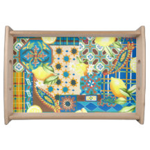Lemons & Tiles Serving Tray
