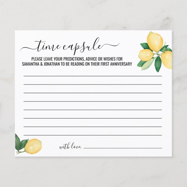 Lemons Time Capsule Advice for Couple Card (Front)