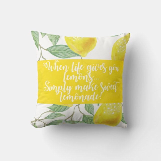 Lemons To Lemonade Yellow Accent Pillow (Front)