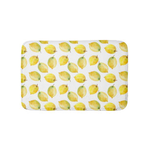 Lemons watercolor bath mat