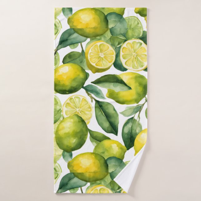 Lemons Watercolor Pattern Design Bath Towel Set (Bath Towel)
