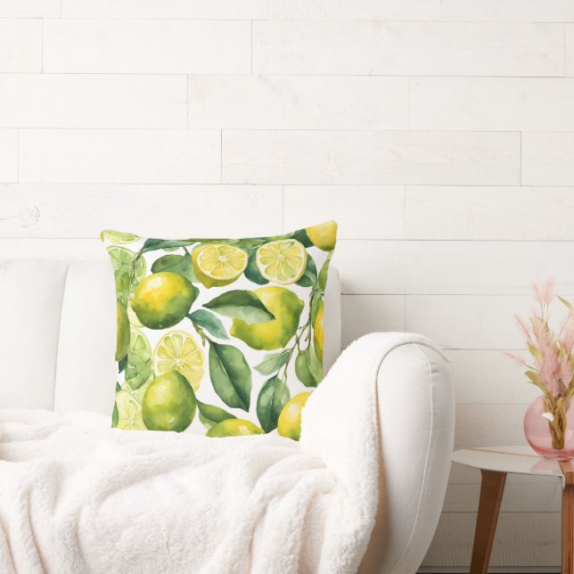 Lemons Watercolor Pattern Design Cushion (Couch)