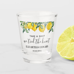 Lemons Wedding Favour take a shot we tied the knot Shot Glass