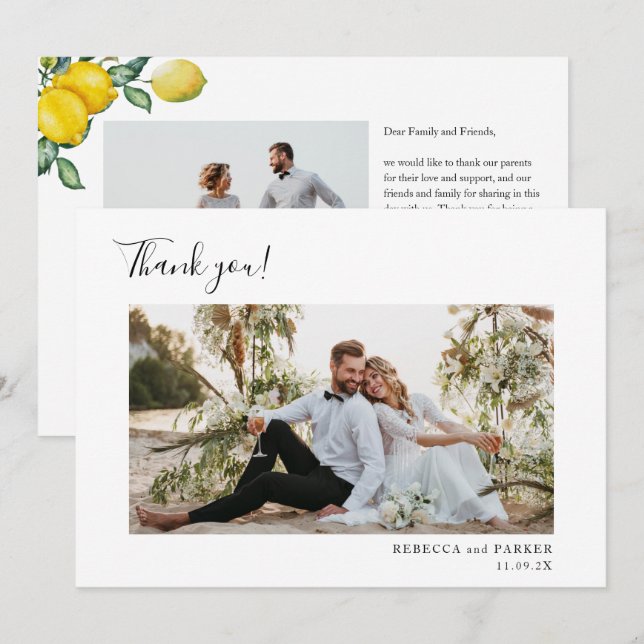 Lemons Wedding Thank you photo Card (Front/Back)