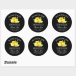 Lemons Wedding Thanks Limoncello Black Classic Round Sticker<br><div class="desc">Elegant Watercolor Lemons Homemade Limoncello Wedding Thank You Stickers</div>