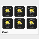 Lemons Wedding Thanks Limoncello Black Square Sticker<br><div class="desc">Elegant Watercolor Lemons Homemade Limoncello Wedding Thank You Stickers</div>