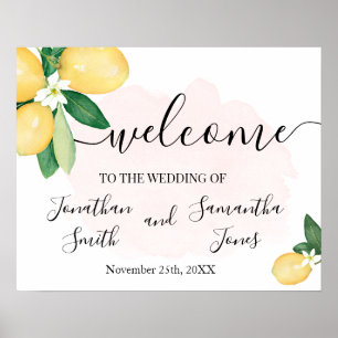 Lemons Wedding Welcome Sign Pink Shower