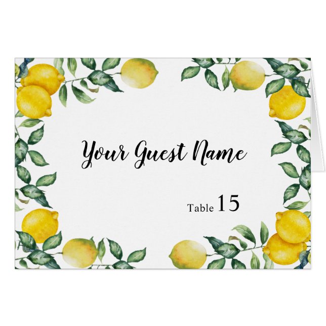 Lemons Wedding you write custom Place card (Front Horizontal)