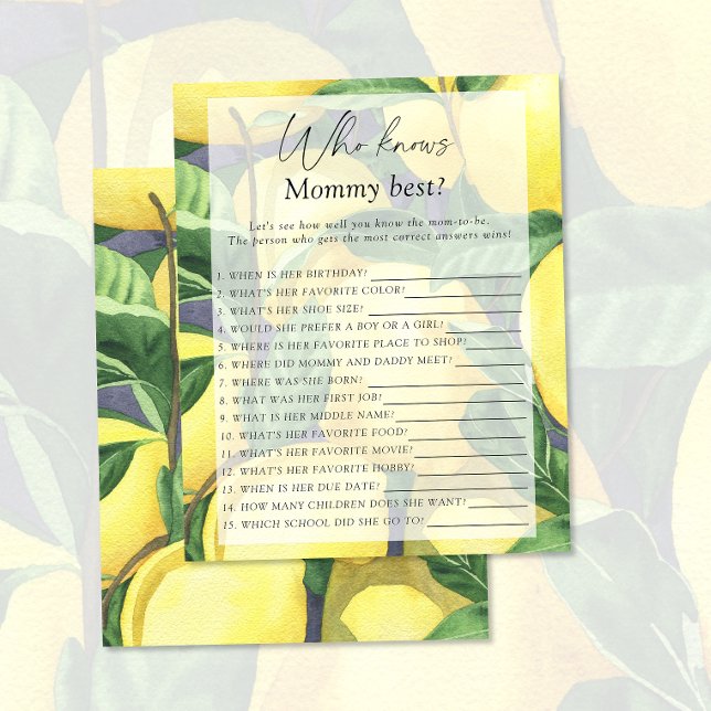 Lemons - Who knows mummy best game (Creator Uploaded)