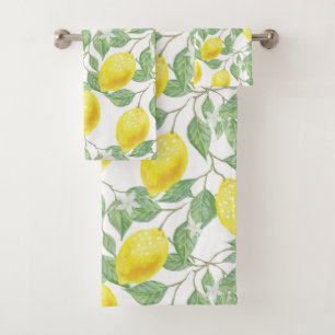Lemons With Blossom Bath Towel Set