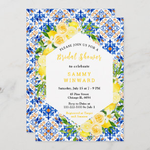 Lemons with Foliage Mediterranean Bridal Shower Invitation