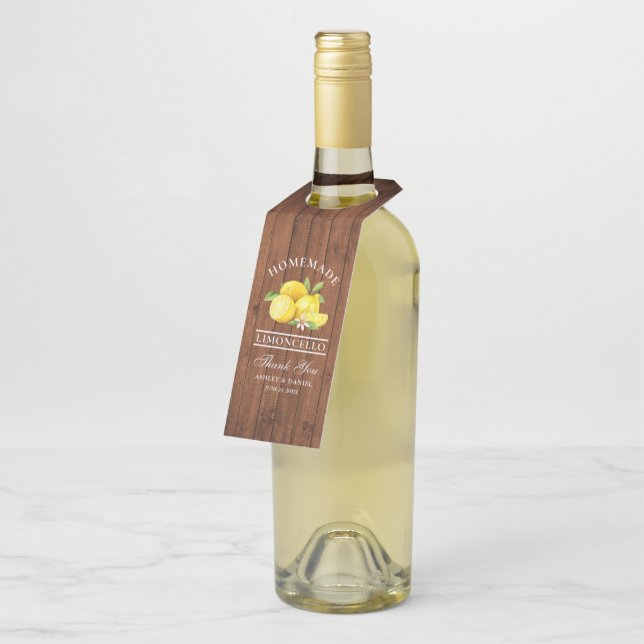 Lemons Wood Limoncello Thank You Bottle Tag (Angled)