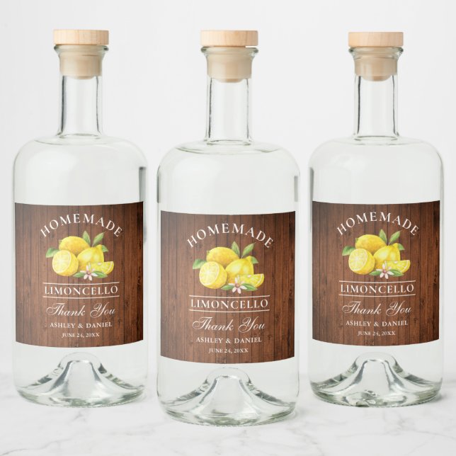 Lemons Wood Thanks Limoncello Bottle Labels (Bottles)
