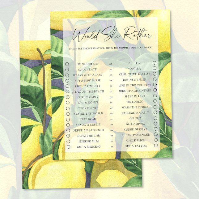 Lemons - Would She Rather game (Creator Uploaded)