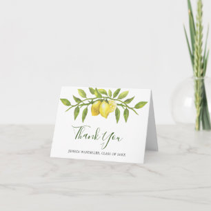 Lemons Wreath & Greenery  Watercolor Thank You Card