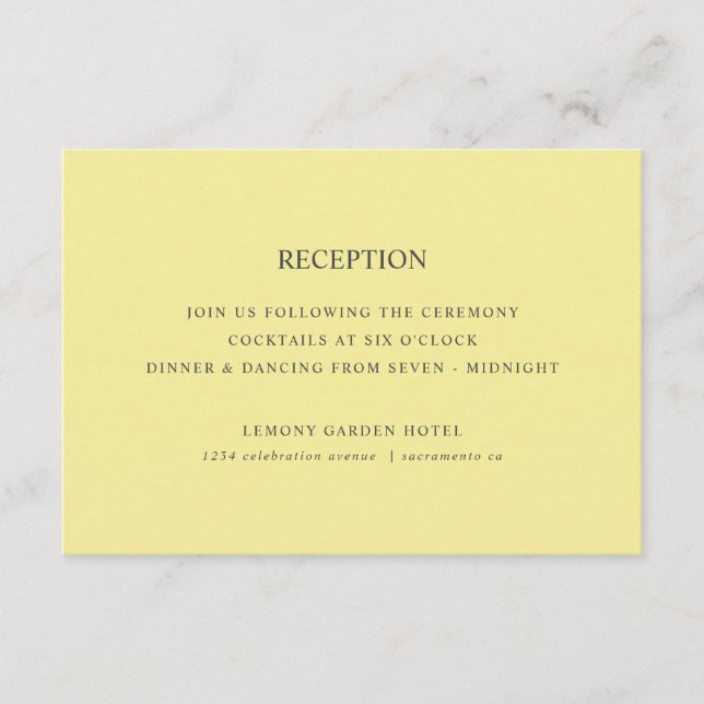 Lemons | Yellow Chic  WEDDING RECEPTION Enclosure Card (Front)