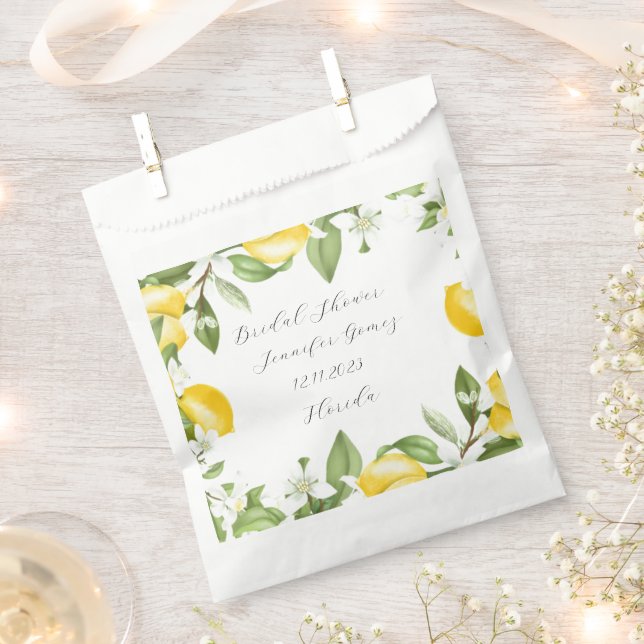 Lemons Yellow Fruit  Watercolor Bridal shower Favour Bag (Clipped)