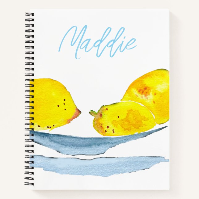 Lemons yellow fruit watercolor notebook (Front)