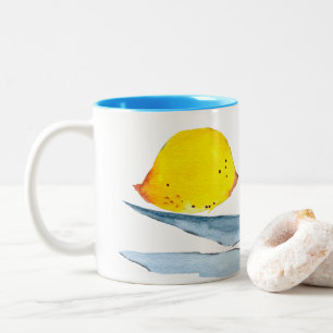 Lemons yellow fruit watercolor Two-Tone coffee mug