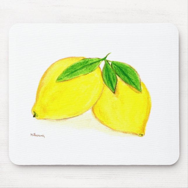 Lemons Yellow Fruits citrus watercolor tropical  Mouse Pad (Front)