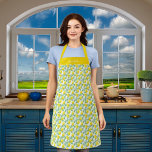 Lemons yellow green pattern name apron<br><div class="desc">A white background decorated with a pattern of yellow lemons and greenery.  Personalise and add a name.</div>