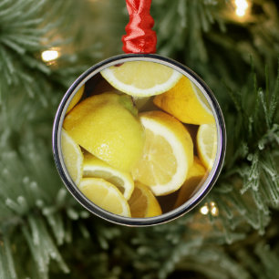 Lemons Yellow Metal Ornament