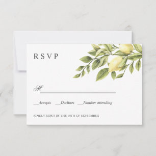 Lemons Yellow Rustic WEDDING Classic RSVP Card