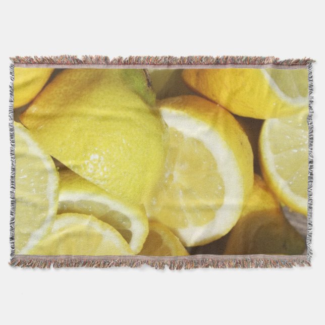 Lemons Yellow Throw Blanket (Front)
