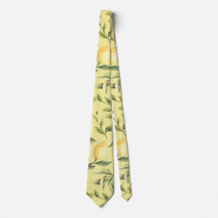 Lemons   Yellow   Watercolor botanical pattern Tie