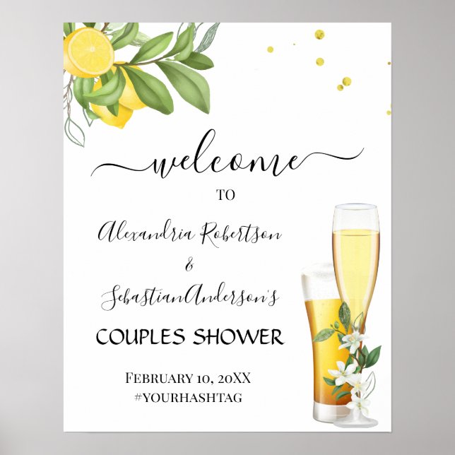 Lemony Greenery Couples Wedding Welcome Sign (Front)