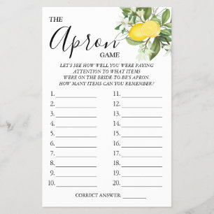 Lemony The Apron Bridal shower game card