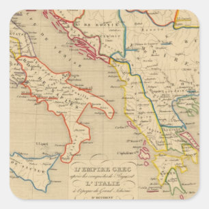 L'Empire Grec, l'Italie, 1300 a 1400 Square Sticker