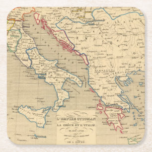 L'Empire Ottoman, la Grece et l'Italie Square Paper Coaster
