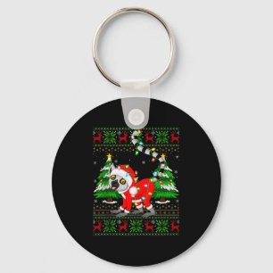Lemur Christmas Lights Santa Costume Ugly Xmas Swe Key Ring