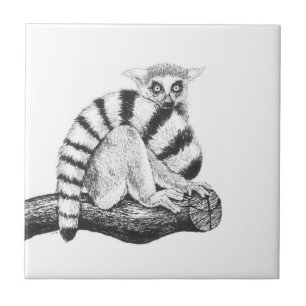 Lemur drawing ceramic tile