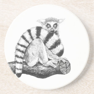 Lemur drawing coaster
