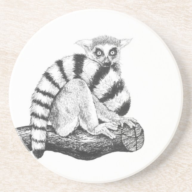 Lemur drawing coaster (Front)