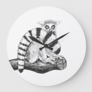 Lemur drawing large clock