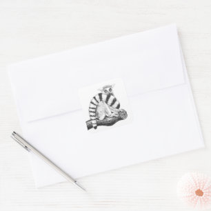 Lemur drawing square sticker