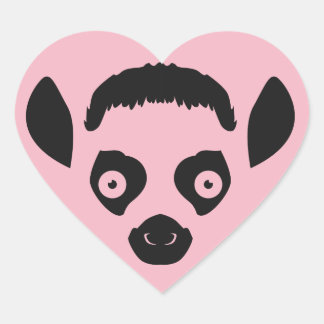 Lemur Face Silhouette Heart Sticker