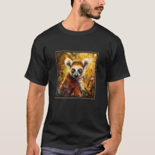 Lemur Garden Flowers Painting Pet Mum Dad T-Shirt