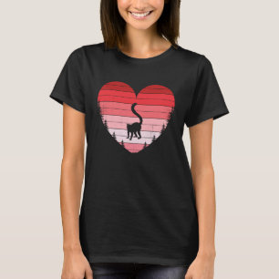 Lemur Heart Love Valentines Day Vintage Retro Suns T-Shirt