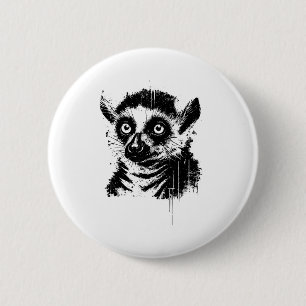 Lemur Ink Art Jungle Madaga Wildlife Rtrait Nge  6 Cm Round Badge