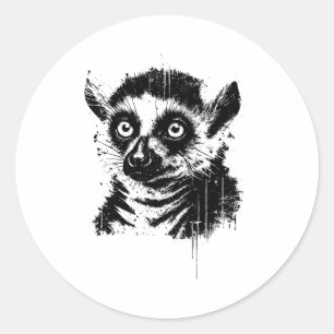 Lemur Ink Art Jungle Madaga Wildlife Rtrait Nge Classic Round Sticker