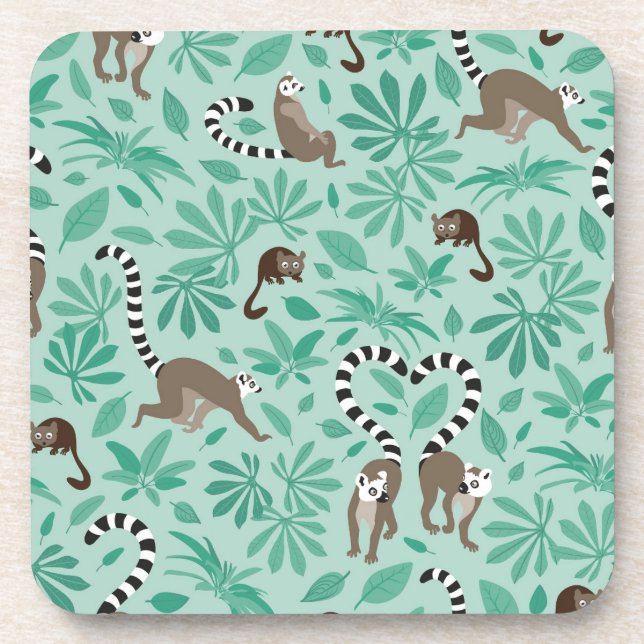 Lemur love mint leaves coaster (Front)