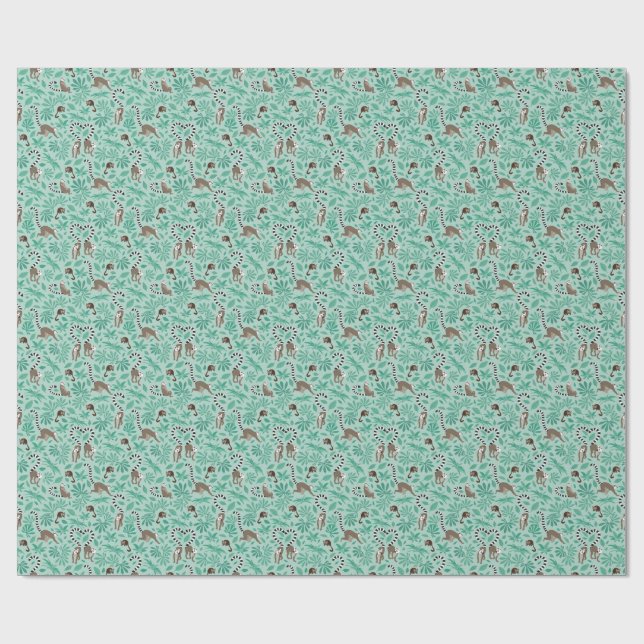 Lemur love mint leaves wrapping paper (Flat)