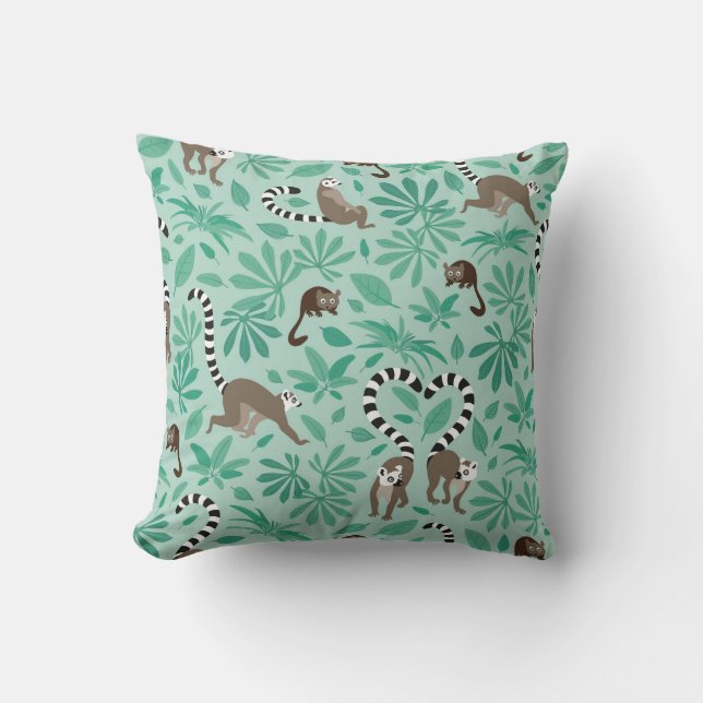 Lemur loves mint leaves cushion (Front)