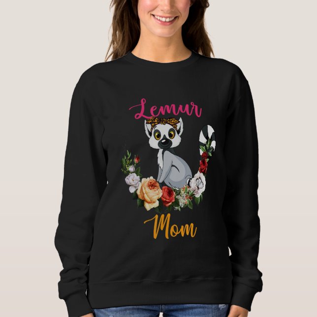 Lemur Mom Floral Lemur Bow Tie Lover Mother's Day Sweatshirt (Front)
