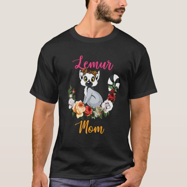 Lemur Mom Floral Lemur Bow Tie Lover Mother's Day T-Shirt (Front)