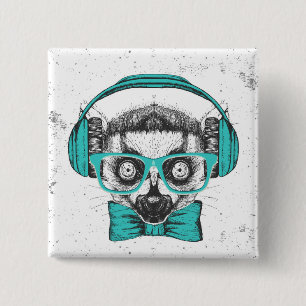 Lemur Music Lover 15 Cm Square Badge